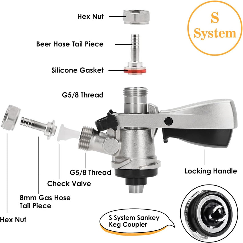 Keg Coupler Stainless Steel S Type Sankey Beer Tap Ã¢ÂÂ Home Brewing
