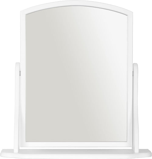 Home Selections Arched Wood Dressing Table Mirror, White, 44x44cm, Wooden Free Standing Tabletop Vanity Mirror