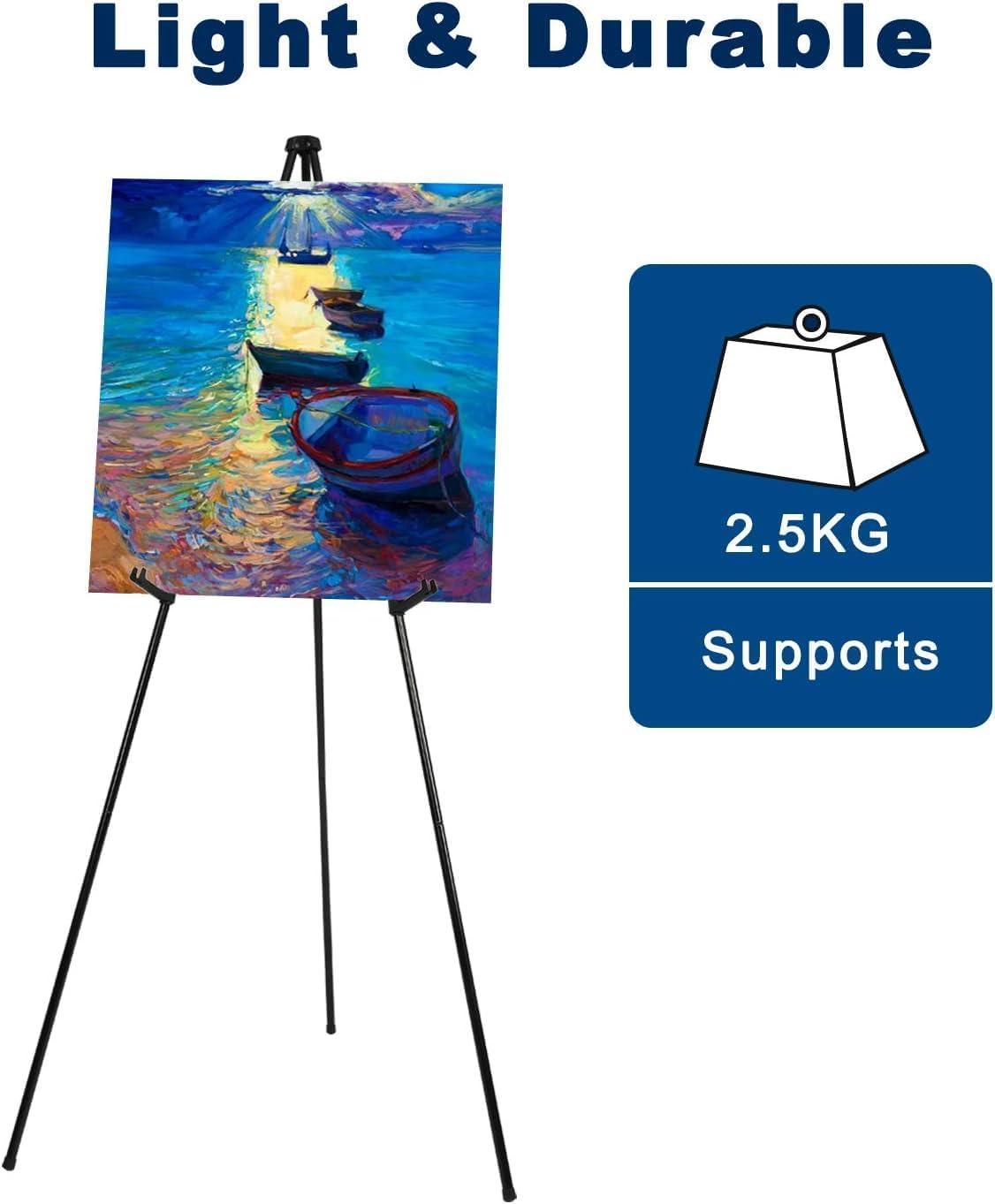 3-Pack Black Easel Stand Adjustable Collapsible Floor Easel â Lightweight Metal