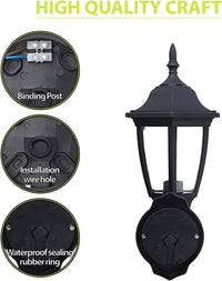 EBION Traditional Outdoor Wall Lantern, IP44 Waterproof Black 2 Pack