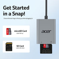 Acer USB-C SD Card Reader, High Speed Type-C Micro SD Card Adapter, USBC External Memory Card Reader SDXC, Micro SDXC Card, Compatible with MacBook Pro/Air, Acer Laptop, iPhone 16, Camera, and More