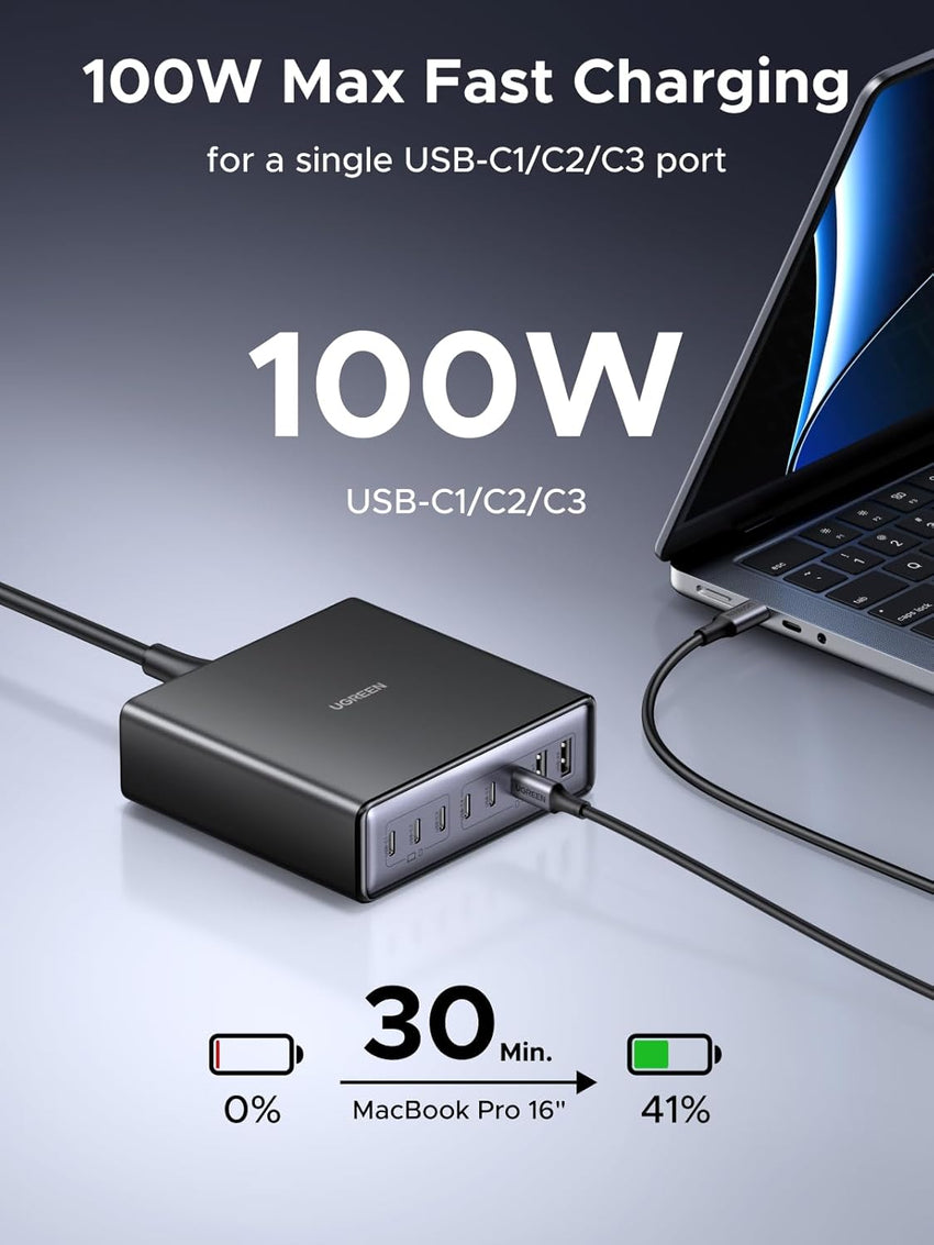 UGREEN USB C Charger 200W 8-Port Charging Station GaN Fast Charger Plug PD 100W Laptop Desktop Charger Support PPS Compatible with MacBook Pro/Air, iPhone 17 Pro/Air/17/16, Galaxy Series, etc