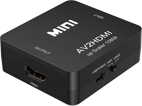 Amtake RCA to HDMI 1080P AV Converter - Composite CVBS AV to HDMI Video Audio Adapter for PS2 Wii Xbox SNES N64 VHS VCR Camera DVD, Supporting PAL/NTSC with USB Power Cable