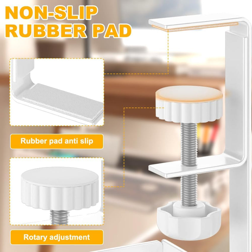 Rppiup Under Desk Cable Management Tray, No Drill Steel Cable Management Under Desk tray, Hollow Sturdy Metal Mesh Table Wire Organiser No Damage to Table, for Office Home Kitchens