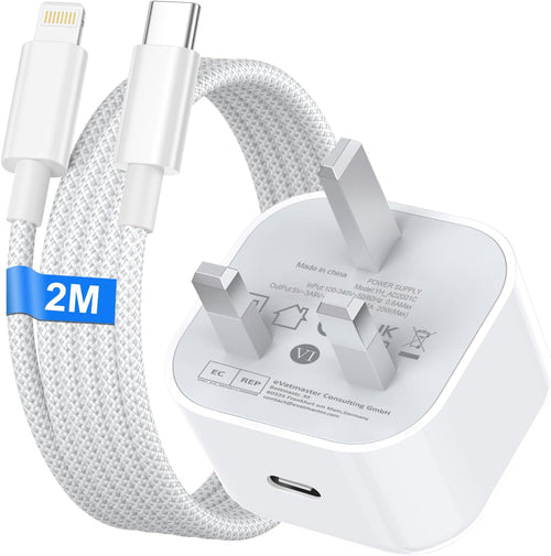 iPhone Charger Fast Charge, 20W iPhone Fast Charger Plug with 2M USB C to Light-ning Cable for iPhone 14 13 12 11 Pro Max/Mini/XS/SE/8, USB C Plug Phone charger USBC Power Adapter
