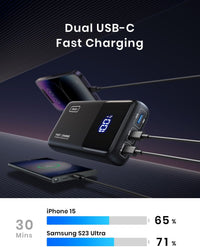 INIU Power Bank, 25000mAh 100W Fast Charging Portable Charger, Battery Pack with LED Display, USB C Flight-Approved Powerbank for Laptop, iPhone 17 16 Air Pro Max, Samsung S25 24, iPad, Steam Deck