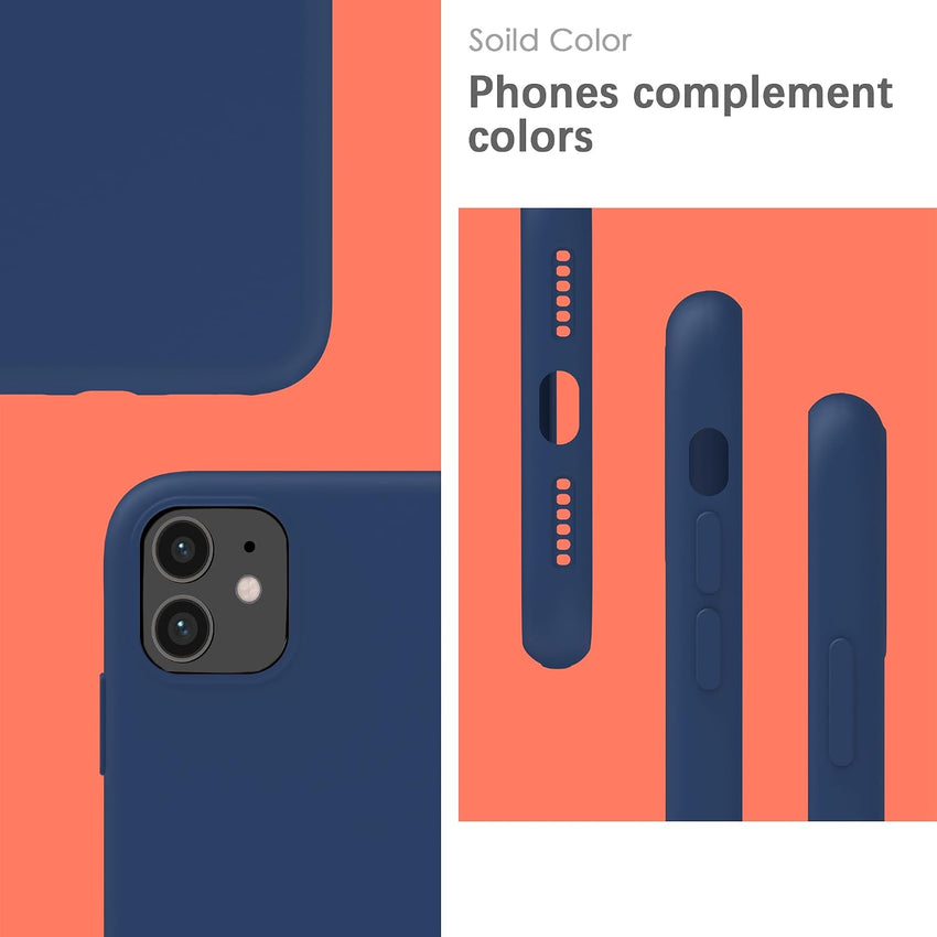 YATWIN Silicone Case for iPhone 11, Soft-Touch, Shockproof, DustProof, Antiskid Full Body Armour Phone Cover for Apple iPhone 11 - Dark Blue