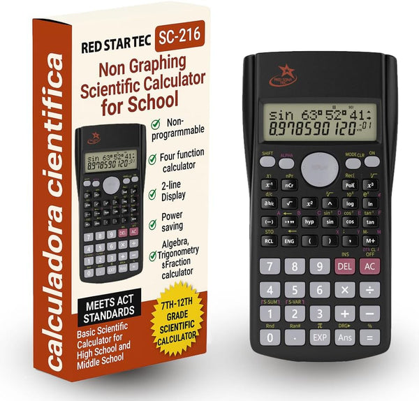 SC-216 Non-Graphing Scientific Calculator, Middle/High School, Fraction Key BATTERIES INCL