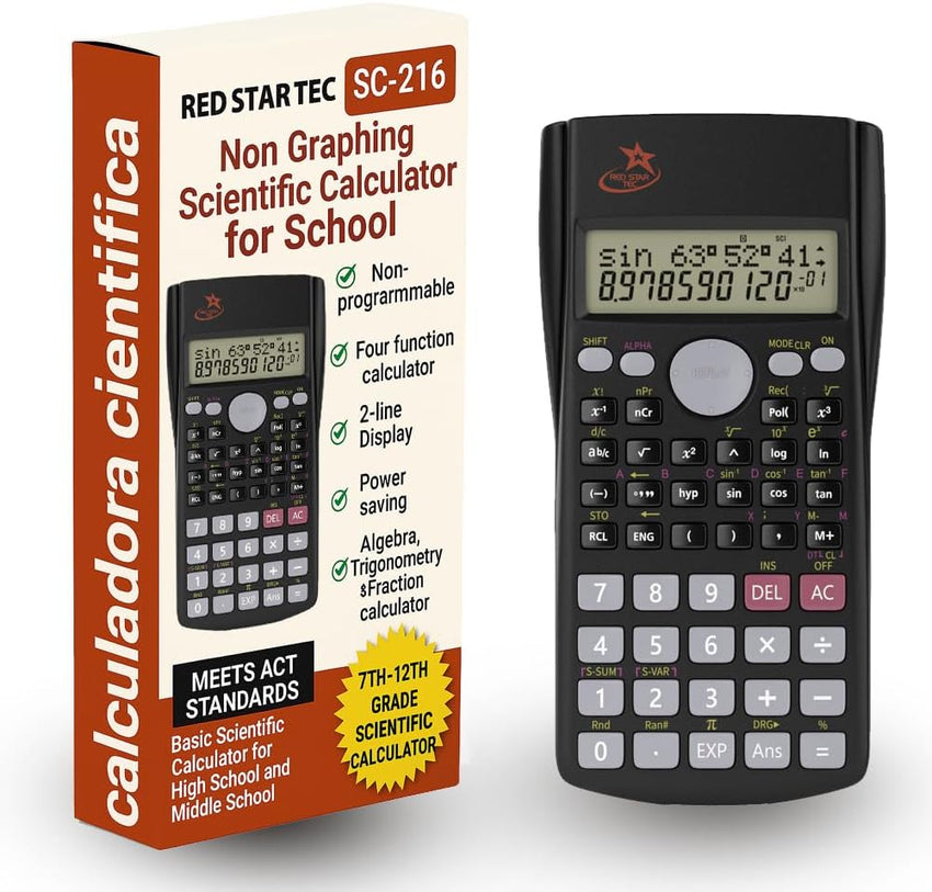 SC-216 Non-Graphing Scientific Calculator, Middle/High School, Fraction Key BATTERIES INCL