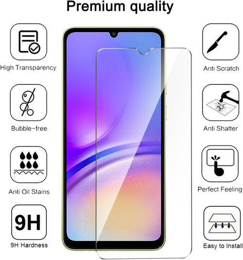 LYZXMY Case for Samsung Galaxy A05 blue with Ring Stand Case + 2 x Tempeblue Glass Screen Protector,PC +TPU Shockproof Anti-Scratch Phone Case Cover