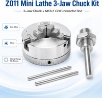 Mini Lathe Zinc Alloy Mini Lathe Three Claw Mandrel, M12 * 1 Manual Chuck Power Tool Electric Drill Binding Power Tool for Woodworking, Small Machine - Metal Tool