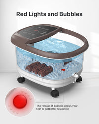 RENPHO Motorized Rollers Foot Spa Massager, Foot Bath with Fast Heating, Automatic Massage, Powerful Bubble Jets, Pedicure for Tired Feet, Adjustable Timer and Temperature,Brown