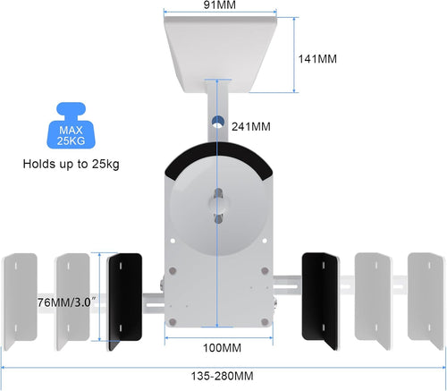 suptek Dual Side Clamping Bookshelf Speaker Wall Mounting Bracket Adjustable for Large Surrounding Sound Speakers, Hold up to 25kgs Each White SPM201W (2 Packs)