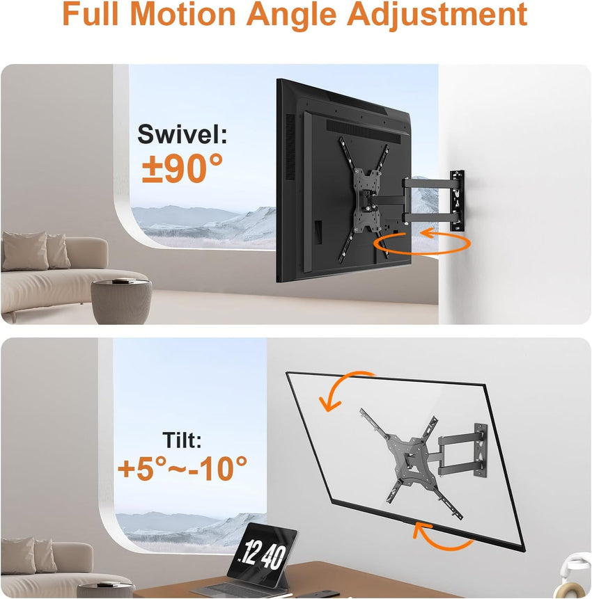 GRIFEMA GB1004 Swivel TV Wall Bracket for 26-55 inch, up to 30KG, Tilt Extendable TV Wall Mount for Flat & Curved Screen, Max Vesa 400X400MM
