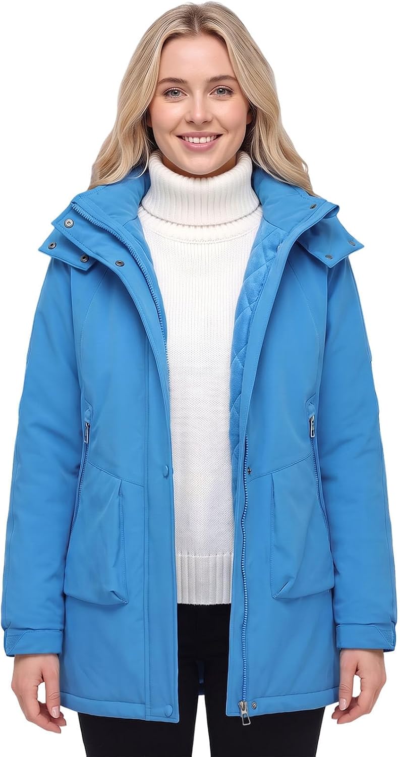 Women's Waterproof Softshell Jacket Fleece-Lined Warm XXL Long