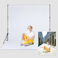 Zdada White Backdrop Screen Background,10x10ft/3x3M Collapsible Background Photography,Washable Polyester Photography Backdrop for Photo Studio, Live Streaming, Zoom Meeting, Gaming