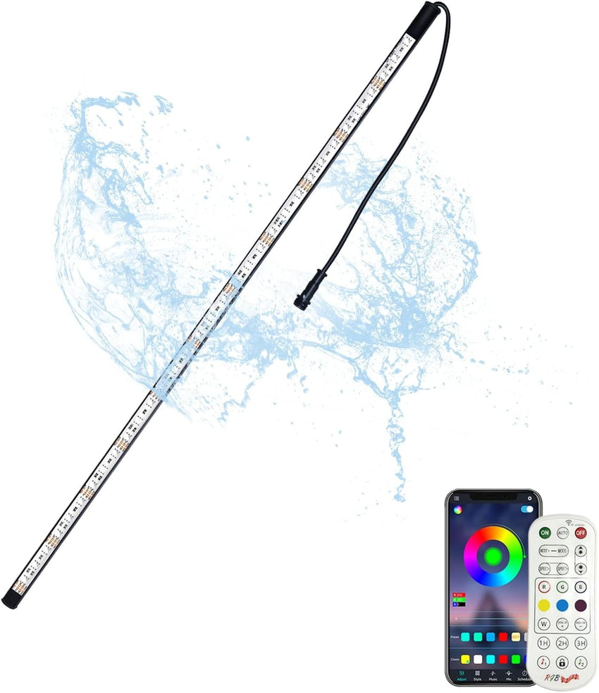 Longrun LED Strip Lights, LED Water Blade Features Lights, IP68 Waterproof Pond Pool Light Underwater with Remote, APP Control LED Light for Garden Fountain Outdoor Aquarium -28.5cm