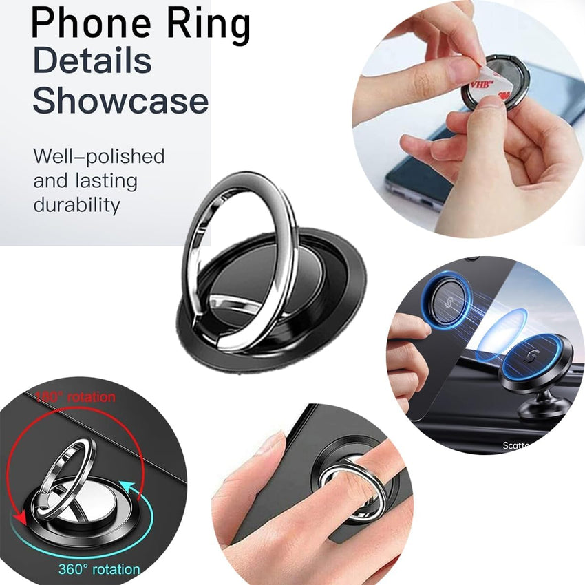 3-in-1 Case with Tempered Glass with Phone holder Ring for Samsung Galaxy A03 Core Case Screen Protector for Samsung Galaxy A03 Core, Slim Fit Soft TPU Shockproof Anti-Scratch Phone Case Cover - Black