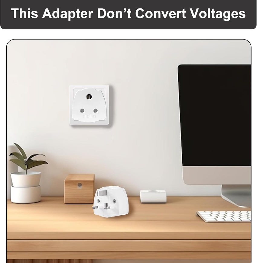 India To UK Adapter, 2PCS India To Uk Plug Adapter For Business Family Travel Outdoor, India To Uk Plug Adapter 3 Pin With 5A Fuse For Business Family Travel Outdoor (White)