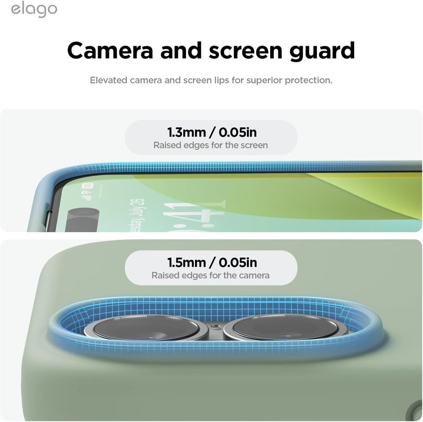 elago Compatible with iPhone 16 Case, Premium Liquid Silicone Case, Full Body Protective Cover, Shockproof, Slim Phone Case, Anti-Scratch Soft Microfiber Lining, 6.1 inch (Khaki Green)