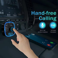 Bluetooth FM Transmitter for Car – Wireless Radio Receiver Adapter with Hands-Free Calling, Fast Charging (PD 20W, QC3.0, 2.4A USB), MP3 Player, TF Card/USB Disk Support, LED Ambient Light