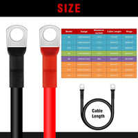 Battery Inverter Cable, Lpluziyyds 2pcs 5AWG/16mm^2 50cm 12V Red and Black Car Battery Charger Cable Leads with M10 Ring Terminals Copper Wire for Truck, Motorcycle, Solar, RV, Marine