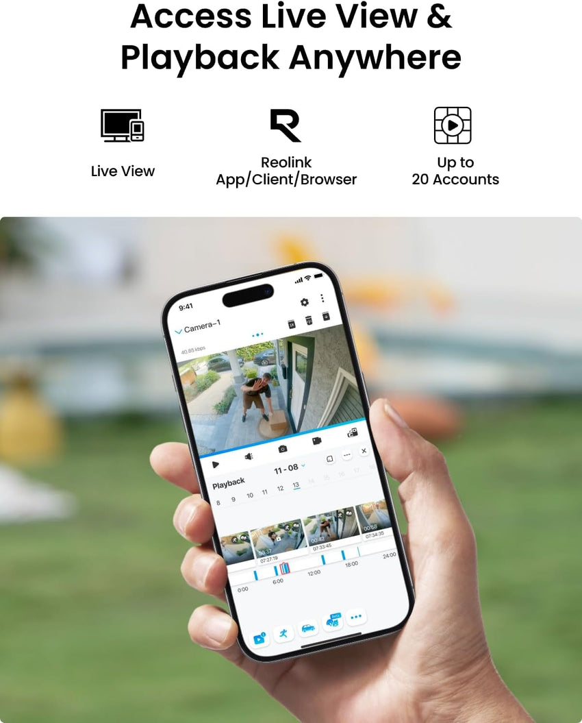 Reolink 4K PoE CCTV Security Camera with Smart Human/Vehicle Detection, IR Night Vision, IP66 Weatherproof Supports Audio Recording, microSD Card Slot, Time Lapse, RLC-810A