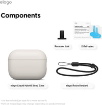 elago Liquid Hybrid Case Compatible with AirPods Pro 3 Case Cover - Triple Layer Protection, Strap Included, Wireless Charging, Shock Resistant (Stone)
