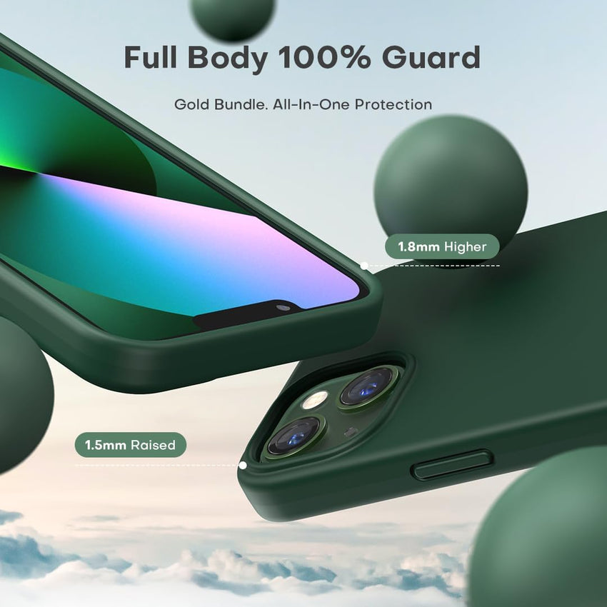 TOCOL for iPhone 13 Case, Slim Silicone Case for iPhone 13 6.1 Inch, Precise Fit, Anti-Slip, Drop Protection, Alpine Green
