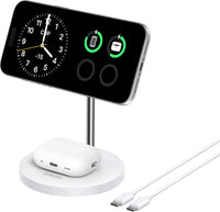 Anker MagGo 2-in-1 Wireless Charging Station, MagSafe Charger Compatible, Qi2 Certified 15W Wireless Stand, Apple Watch Charger for iPhone 16/15/14 Series, AirPods (No AC Adapter)