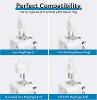 Shaver Plug Adaptor UK,SHUOMAO Toothbrush Shaver Adapter with 3 USB,Toothbrush Razor Charger Adapter with 13A Fuse UK 2 Pin to 3 Pin Converter Plug for Epilators Bathroom,for US EU Plug