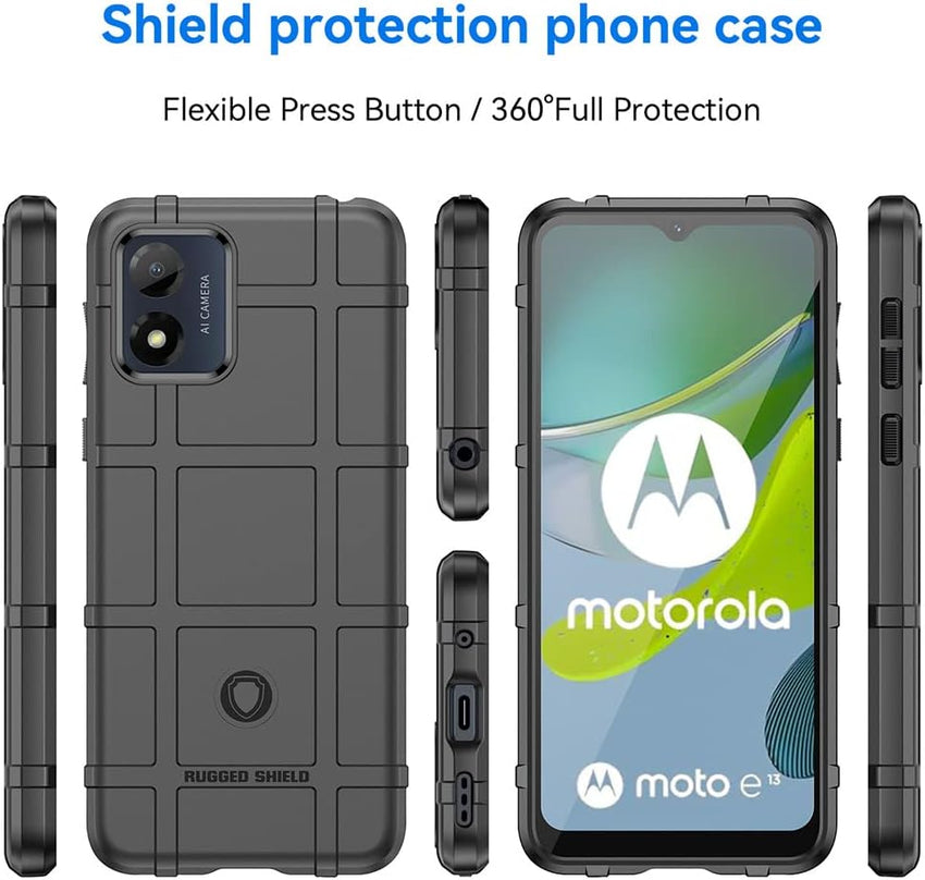 SEAHAI Case for Motorola Moto E13, Army Case Silicone Phone Case Rubber Cover Shockproof Heavy Duty Protection Ultra Thin Cover - Black