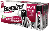 Energizer Advanced - AA Batteries (16 Pack) - Double A Battery 1.5V - Up To 100% Longer Lasting - Ideal for High-Drain Devices - 0% Plastic Packaging - 10 Year Shelf Life [Amazon Exclusive]