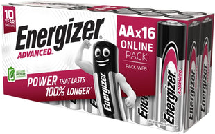 Energizer Advanced - AA Batteries (16 Pack) - Double A Battery 1.5V - Up To 100% Longer Lasting - Ideal for High-Drain Devices - 0% Plastic Packaging - 10 Year Shelf Life [Amazon Exclusive]