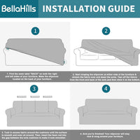 BellaHills Waterproof Sofa Cover 3 Seater High Stretch Non-Slip Protector â Stone Blue