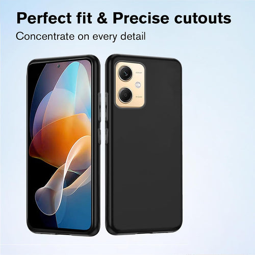 [4 in 1] Case Compatible with Redmi Note 12 5G Cover with 3 Pack Tempered Glass Screen Protector for Redmi Note 12 5G, Slim Fit Soft TPU Shockproof Anti-Scratch Phone Case Cover - Black