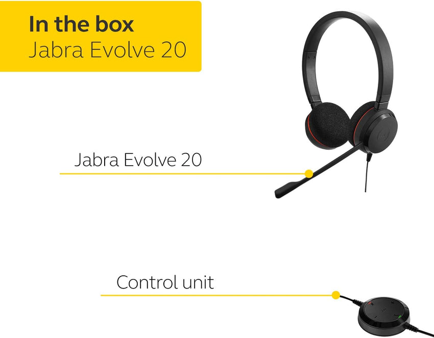 Jabra Evolve 20 Microsoft Lync Stereo Headset, Black