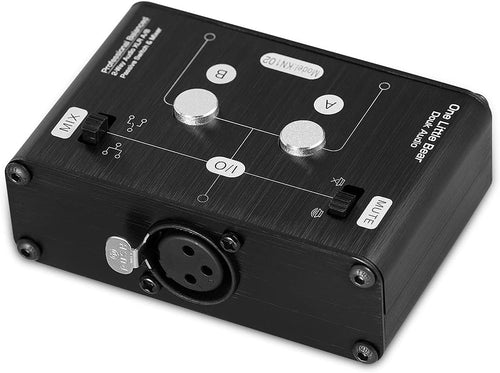 Mini 2 Way HiFi Stereo Audio XLR A/B Passive Switcher Box & Mixer Sound Splitter (1-IN-2-OUT)