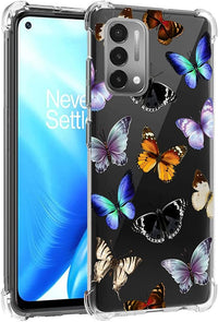 Yerebel Case for Oneplus Nord N200 5G, Clear Flexible Bumper TPU Soft Rubber Silicone Case, Butterfly Design, Drop & Scratch Protection