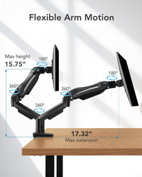 HUANUO Dual Monitor Stand for 13 to 30 Inch Screens, Dual Monitor Arm Desk Mount for Curved Flat Screens, Double Monitor Arm Support VESA 75/100 mm