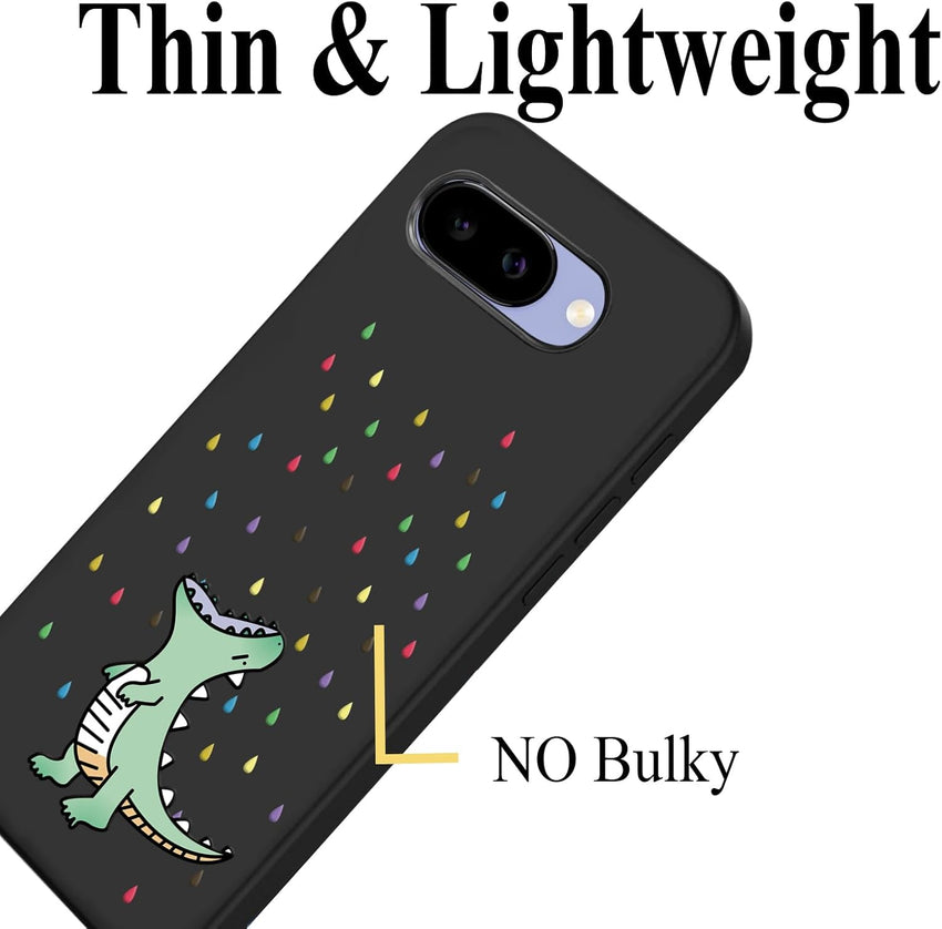 Unov Case Compatible with Pixel 9a (2025) 5G Case with Rino Dragon Rainbow Dinosaur Cute Design Soft TPU Shock Absorption Slim Embossed Pattern Protective Back Cover