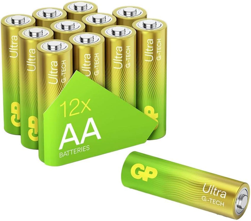 GP ULTRA G-TECH Batteries AA batteries AA pack of 12 Ultra Alkaline disposable double aa batteries 1.5v 10 year shelf life for toys fairy lights camera household applications LR6 Premium AA Battery