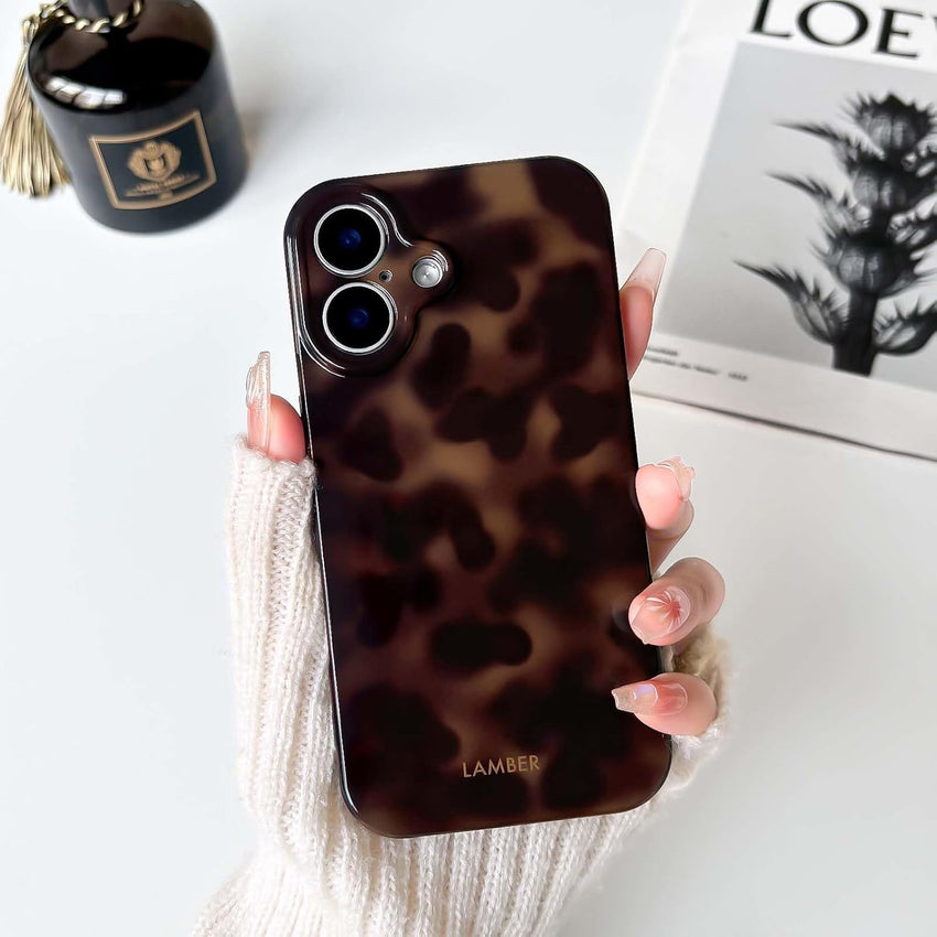 NITITOP Compatible with iPhone 17 Case Cute Stylish Leopard Print Brown Amber Aesthetic Design for Women Girls Men Soft TPU Shockproof Protective Cover - Brown