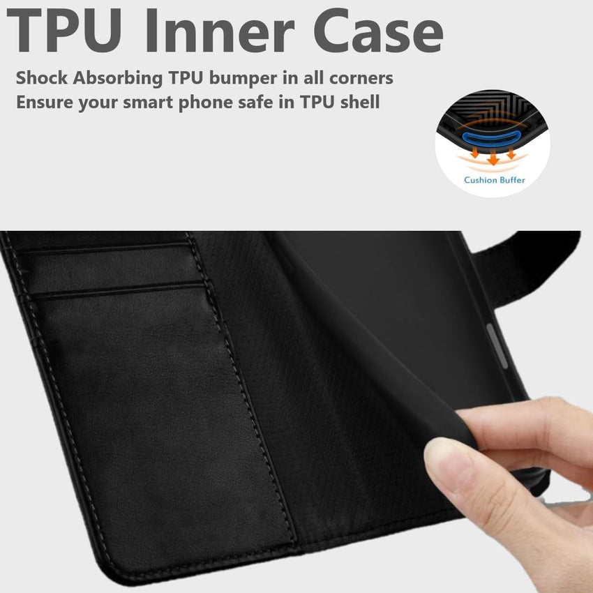 NWNK13 For Samsung A26 / A17 Case with Card Slots Magnetic Closure Kickstand Shockproof Protective Phone Case Compatible for Samsung Galaxy A17/A26 Black