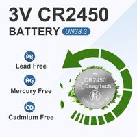 Enegitech CR2450 Lithium Coin Batteries Button 2450 3V for Use in Key Fobs, Scales, and Temperature Sensors, Hygrometers, Remote Controls, Electronic Scales, Digital Clocks, Smart Meters (6 Pack)