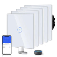 WiFi Touch Light Switch 1-Gang SmartLife Alexa App Control Neutral Required White 5-Pack