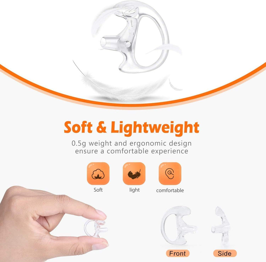 zeadio [8 Pair] Radio Earpiece, Soft Silicone Earmould Earbud Earplug for Walkie Talkie Acoustic Earpiece Headset, Two-Way Radio Coil Tube Audio Kits - Clear