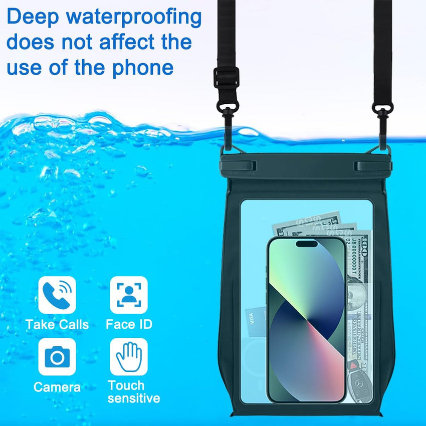 Large Waterproof Phone Pouch, IPX8 Water Proof Phone Case Bag, Underwater Phone Dry Bag with Adjustable Lanyard, Compatible with iPhone 15/14/13 Pro Max, Galaxy S25 S24 S23 HuaWei P60 Mate60 Up to 7''