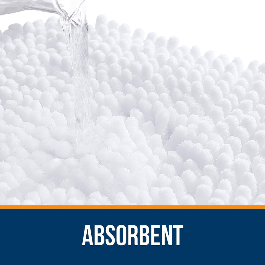 Chenille Bath Mat 50x75cm Absorbent Non-Slip Bathroom Rug White