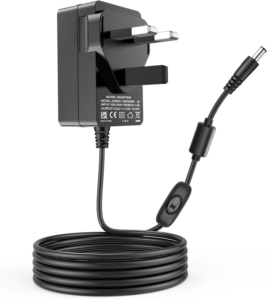 12V Power Cord for Audio Technica Turntable | for Audio-Technica AT-LP60X AT-LP60X-BK AT-LP60X-BW AT-LP60XBT-RD AT-LP120XUSB-BK Direct-Drive Turntable Record Player